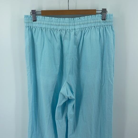 NWT J. Crew Factory linen cotton blend smocked waist pull on wide leg pants sz M - Picture 6 of 7